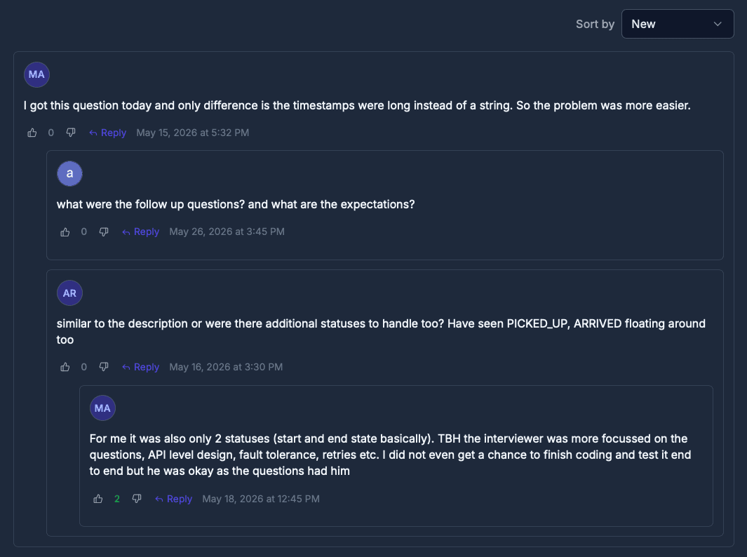 InterviewDB community discussion thread with comments and replies